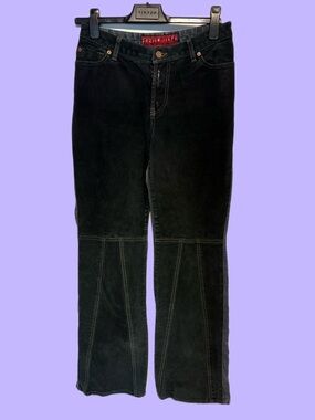 Vintage Y2K Fusion Black Suede Flared Jeans